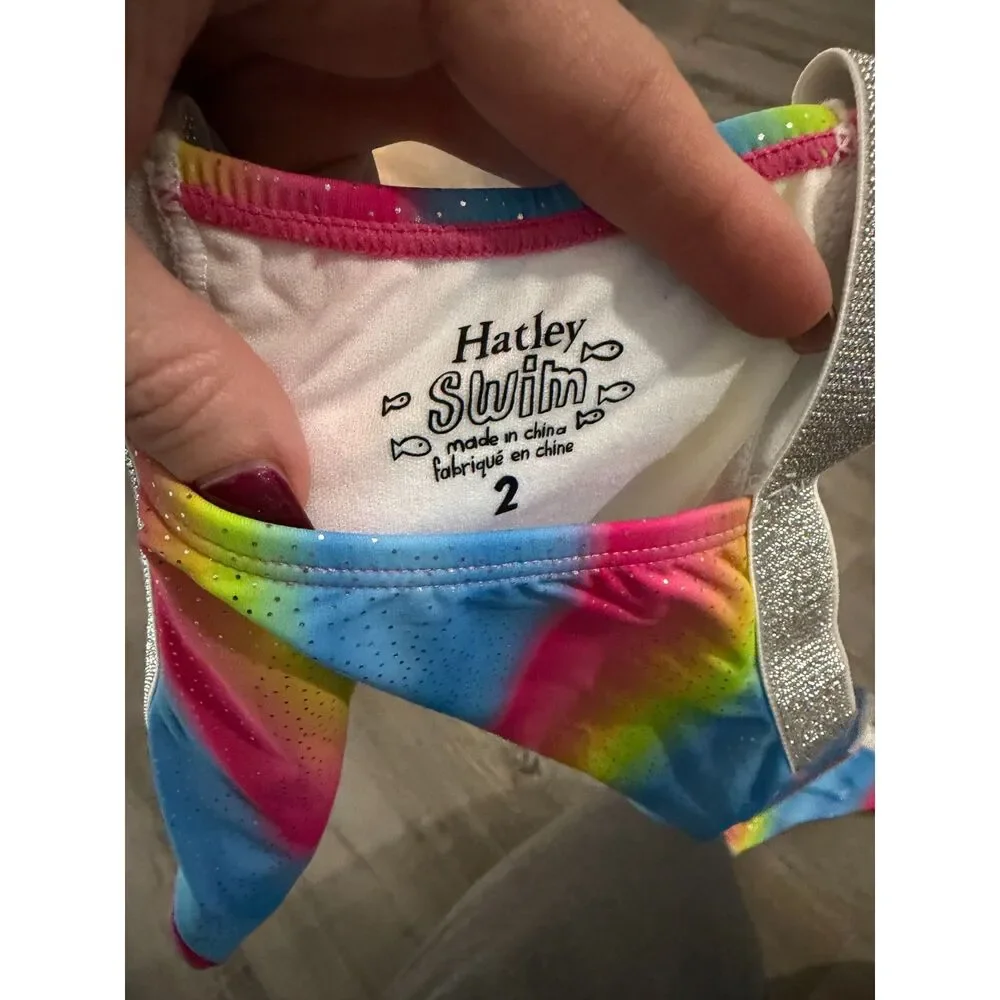 NWT Hatley Kids' Rainbow Stripe 2 Piece Swimsuit